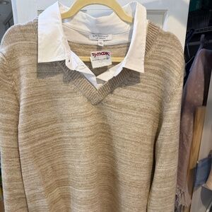 Liverpool of Los Angeles Long Sleeve Twofer Sweater Oatmeal NWT